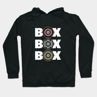 Box Box Box F1 Pitstop design - White Text Hoodie